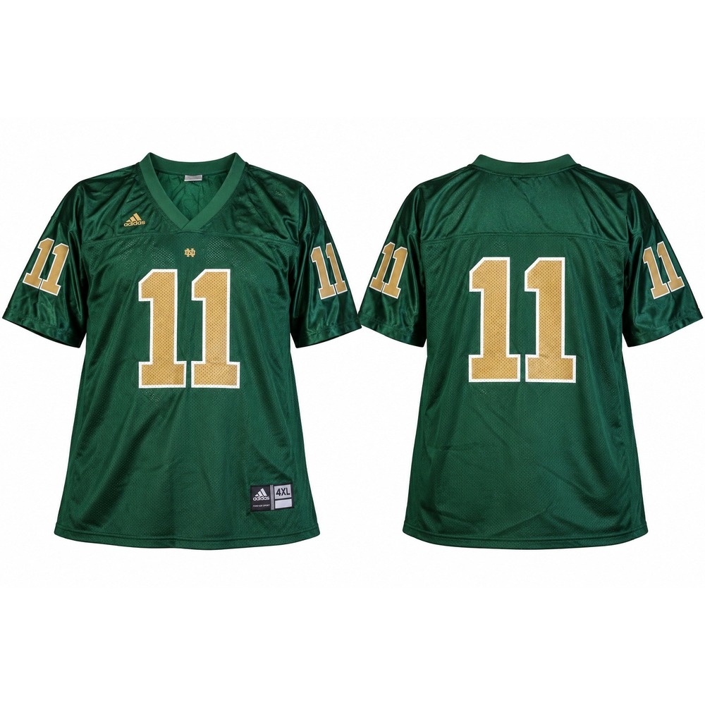 Adidas Y2K Notre Dame Fighting Irish Football Jersey Green Gold 11 Mens 4XL